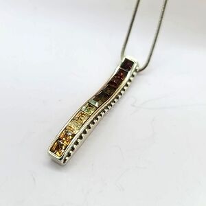 $52 Brighton "SPECTRUM" Topaz Ombre Ret Swarovski Crystal Wavy Etched Pendant!